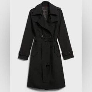Banana Republic Black Timeless Trench Coat Water Resistant Classic NWT Sz S